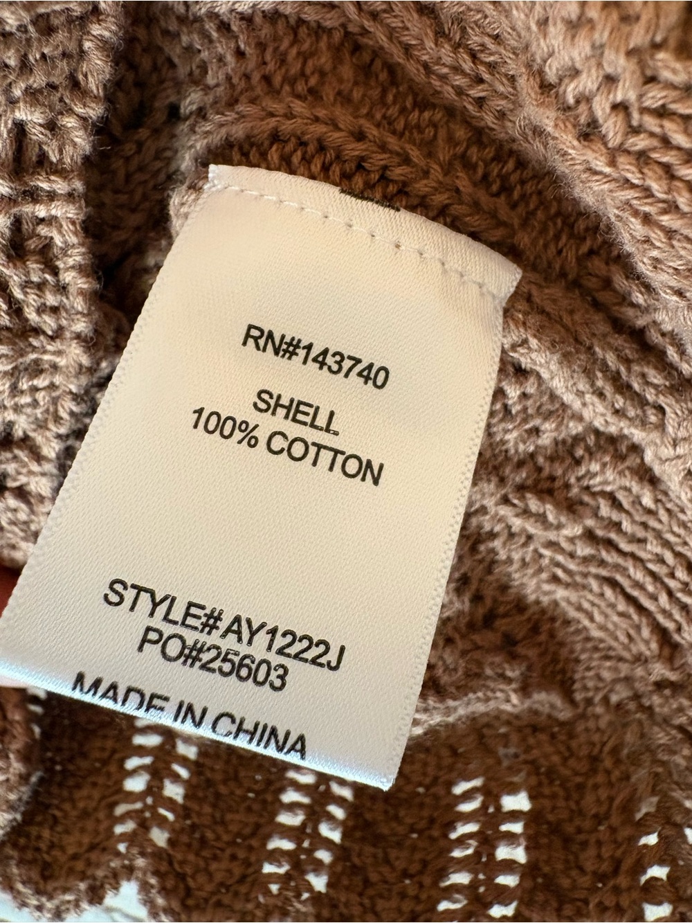 Hyacinth House Pointelle Capucine Cotton Cardigan Sweater NWT Medium Tan Brown - Picture 8 of 8